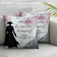 thumbnail image 3 of GOSMITH  Eiffel Tower Throw Pillow Cushion Cover, Woman in Paris in The Autumn Season Inspirational Words of Vogue Style Theme Art Print, Decorative Square Accent Pillow Case, Black Pink, 3 of 5