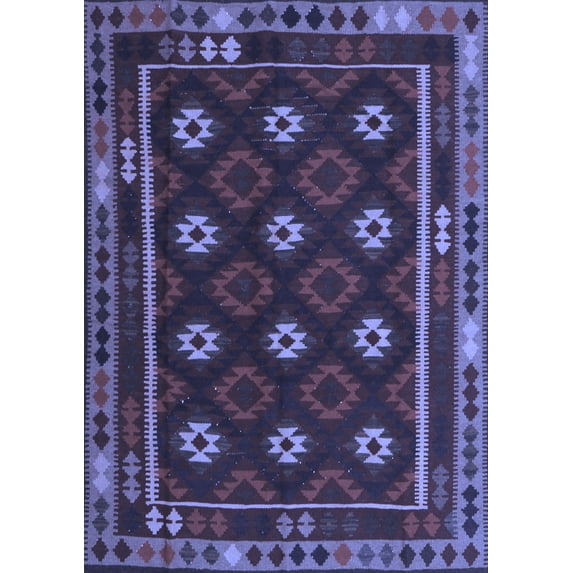 Ahgly Company Indoor Rectangle Oriental Blue Traditional Area Rugs, 5' x 8'