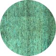 thumbnail image 1 of Ahgly Company Machine Washable Indoor Round Abstract Turquoise Blue Modern Area Rugs, 3' Round, 1 of 4