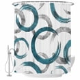 thumbnail image 2 of Turquoise Grey Waterproof Fabric Shower Curtain,Geometric Circle Modern Abstract Simple Art Waterproof Fabric Shower Curtain for Bathroom Curtains Bathtubs Shower Curtains with 12 Hooks Small 36x78in, 2 of 8