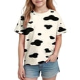 thumbnail image 2 of Xdegoge Girls Cow Print T-Shirt Kids Short Sleeve Crewneck Tees Casual Summer Tops Animal Graphic Blouse for Daily Playwear, Size 5-6, 2 of 9
