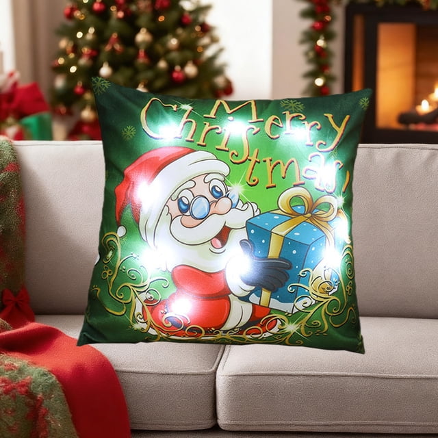 Hogar y cocina, Decoración del hogar, Decoración navideña, Almohadas navideñas, Regalos navideños, Luces LED, Sofás cortos estampados, Almohadas, Cojines, Fundas de almohada, Funda de almohada de poli