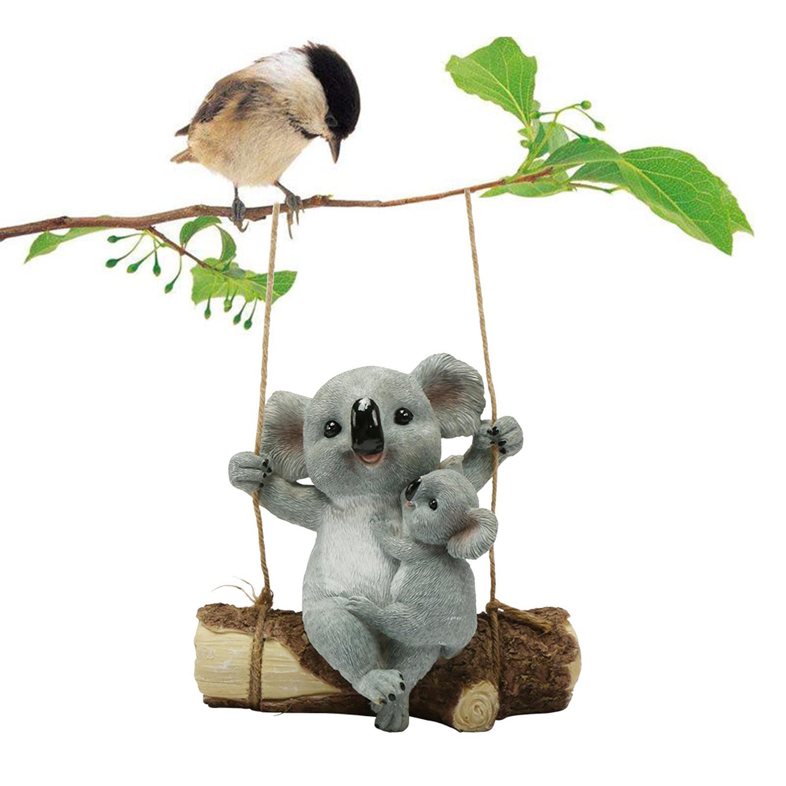 Garden Swing Koala Bear Statues Figurine Art Decor Animal For Lawn