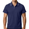 thumbnail image 2 of Ceisia Men's Solid Color Short Sleeve Polo Shirt With Contrast Collar Trim Light Blue XXXL Gift, 2 of 8