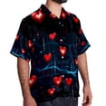 thumbnail image 2 of Valentine's Day Love ECG Men's Short Sleeve Poplin Beach Shirts, Casual Printed Button Down Summer Hawaiian Shirt - Unisex, 2 of 6