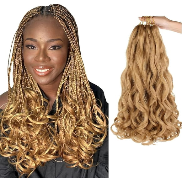 shiyou-Short French Curl Braiding Hair 14 Inch 6 Pack Honey Blonde French Curls 27 Bouncy Loose Wavy French Curly Braiding Hair Synthetic French Curl Braids (50g/pack)