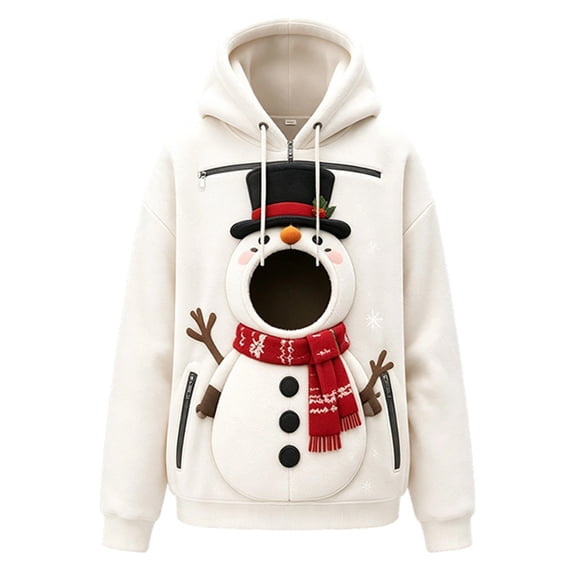 Aihuaihua Christmas Pet Pouch Hoodie, Cat Pouch Hoodie Unisex Christmas Sweatshirt Oversized Dog Cat Holder Carrier Front Large Pouch Pullover Top Christmas Gift for Women Men