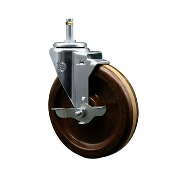 6 High Temp Phenolic Wheel Swivel 7/16 Inch Grip Ring Stem Caster Brake
