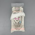 thumbnail image 2 of Ambesonne Animal Bedding Set 4 Pcs, Lion Head Hipster Style, Queen, Pale Blue Pale Pink, 2 of 3