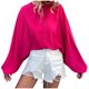thumbnail image 1 of Top informal holgado con cuello en V y encaje con mangas farol de primavera/verano para mujer Fridja NMB4082, 1 of 7