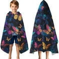 thumbnail image 3 of Colorful Butterfly Starry Night Pattern Hooded Bath Towel，60"x35" for Ages 3 To 12 Kids, Quick Dry Lightweight Soft Microfiber Hood Beach Towel Cover Up for Kids, 3 of 7