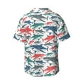 thumbnail image 2 of KLL Colorful Shark Print Men's Shirt Short Sleeve Button Down Summer Cuba Beach Shirts- Large, 2 of 7