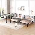 thumbnail image 3 of Seetaras Twin XL Over Twin&Twin Size Bunk Bed for 3,Metal Triple Bunk Bed with Guardrails, L Shape 3 Bed Bunk Beds with Ladder, Easy Assembly, No Need Box Spring, 3 of 8