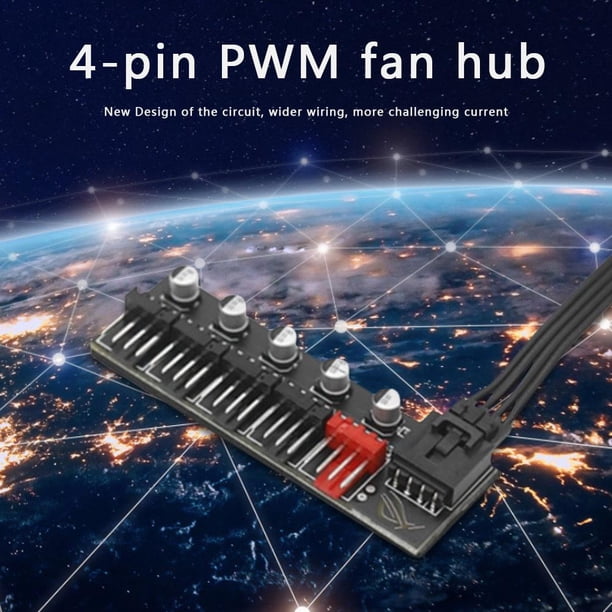 Concentrador de ventilador de refrigeración de 5 puertos divisor de ventilador Likrtyny de PC de escritorio adaptador de controlador de velocidad para 4 pines PWM