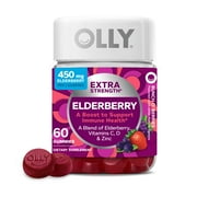 OLLY Extra Strength Elderberry Gummy Supplement, Adult Immune Support, Vitamin C, Zinc, Berry, 60 ct