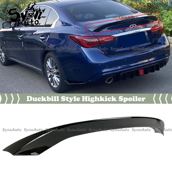 FITS 2014-2021 INFINITI Q50 GLOSS BLACK DUCKBILL STYLE HIGHKICK TRUNK SPOILER WING