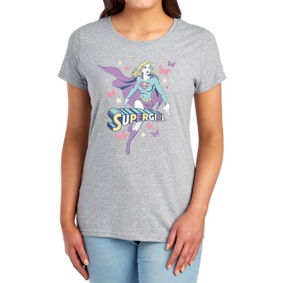 DC Supergirl Pastels Women's T Shirt, Athletic Heather, Small