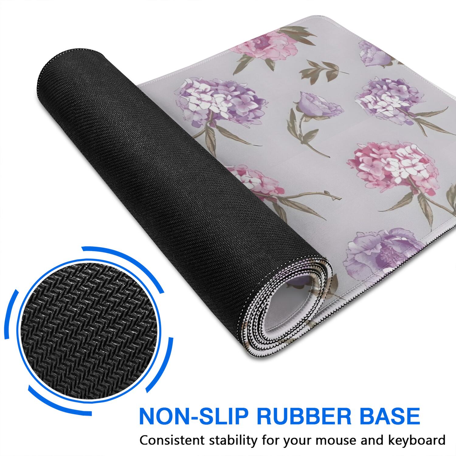 Long Mouse Pads for Desk,Pioneer Flower Floral Print Pattern Desk Mats on Top Of Desks, Desk Mouse Pad Extra Large with 3mm Non-Slip Base and Stitched Edge for Gaming,Office,Work,Home 35.4"x15.7"