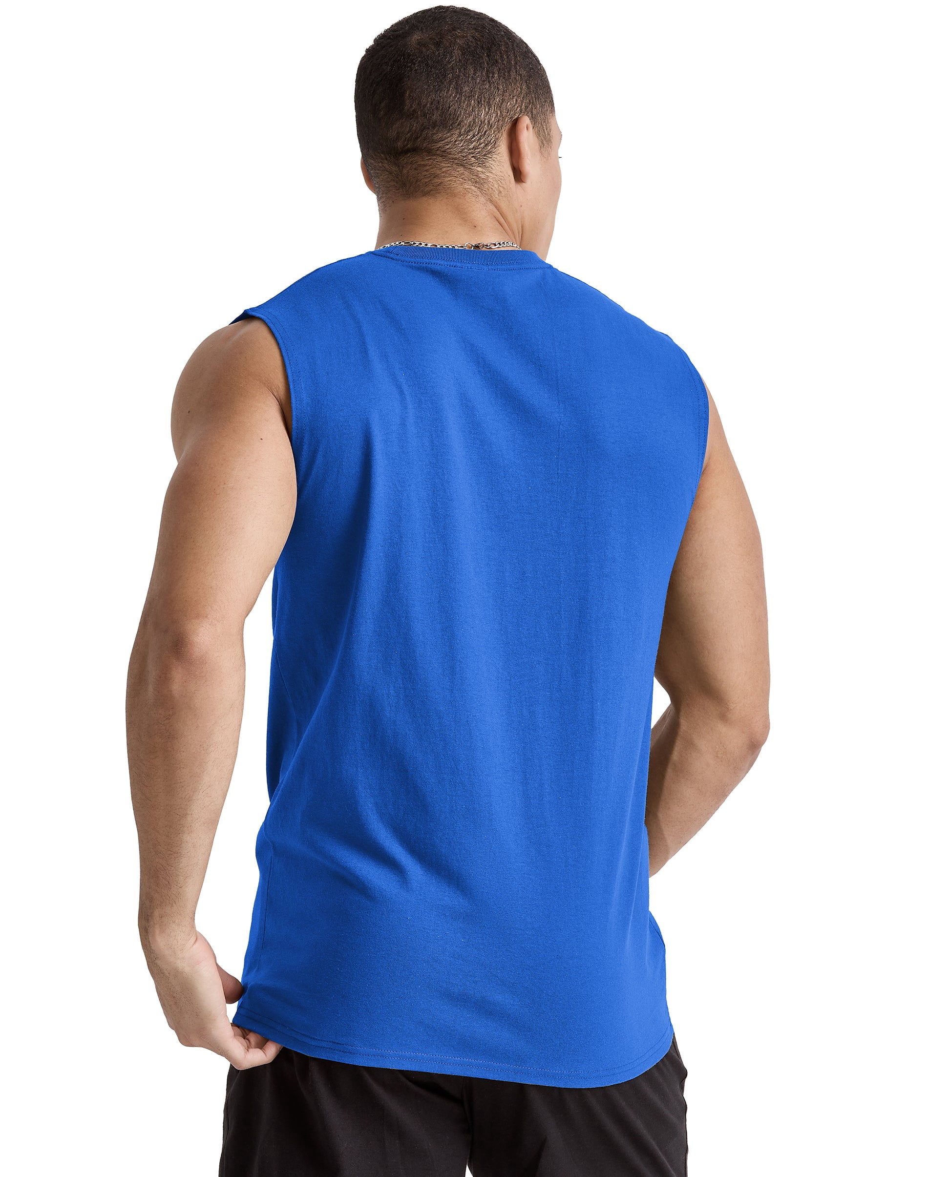 Hanes Essentials Men's Muscle Tank Sleeveless Tee Workout Gym Crewneck Midweight