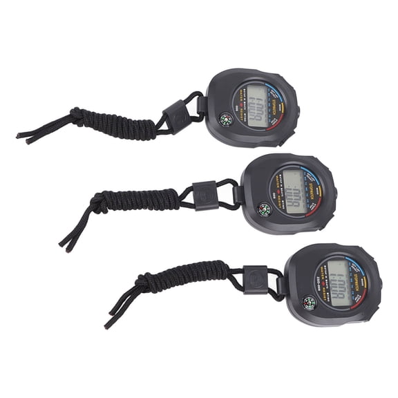 3-Pack Digital Sports Stopwatch Timer, Waterproof & Shockproof, High Accuracy Millisecond Timing for Running, Swimming, Basketball, with Compass and Alarm 3 PCS 40mah Running