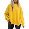 thumbnail image 1 of ORUYROP Women's Crewneck Batwing Long Sleeve Sweater 2023 Fall Oversized Ribbed Knit Side Slit Pullover Top, 1 of 7