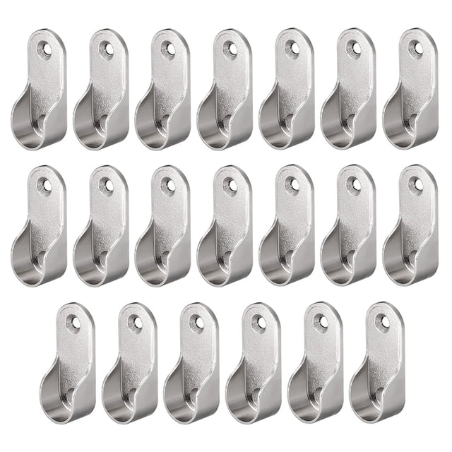 Soportes de Extremo de Varilla de Closet Ovalados Uxcell para Diámetro de Varilla 0.65'' Plating de Níquel Tono Plateado 20 PCS