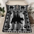 thumbnail image 2 of Homewish Farmhouse Bear Animal Full Size Sheets for Men, Black Grey Buffalo Plaid Bed Sheets, Western Lodge Cabin Sheet Sets, Microfiber Bedroom Decor, 4pcs, 2 of 7