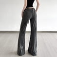 thumbnail image 4 of Ruimatai Women's Flared Yoga Pants High Waist Striped Long Lounge Pants with Drawstring for Stretchy Comfort and Stylish Casual Wear, 4 of 9