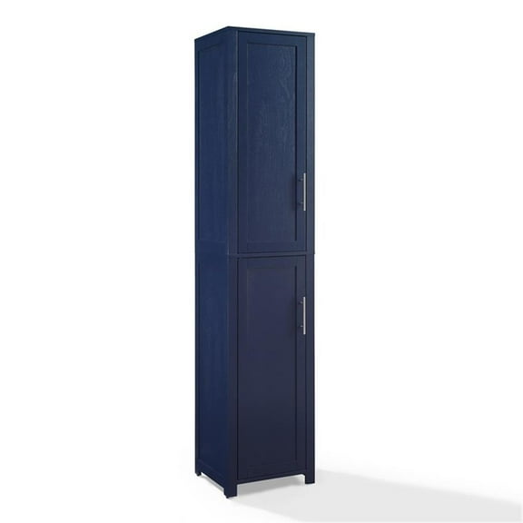 Maklaine Contemporary Engineered Wood Linen Storage Cabinet in Navy