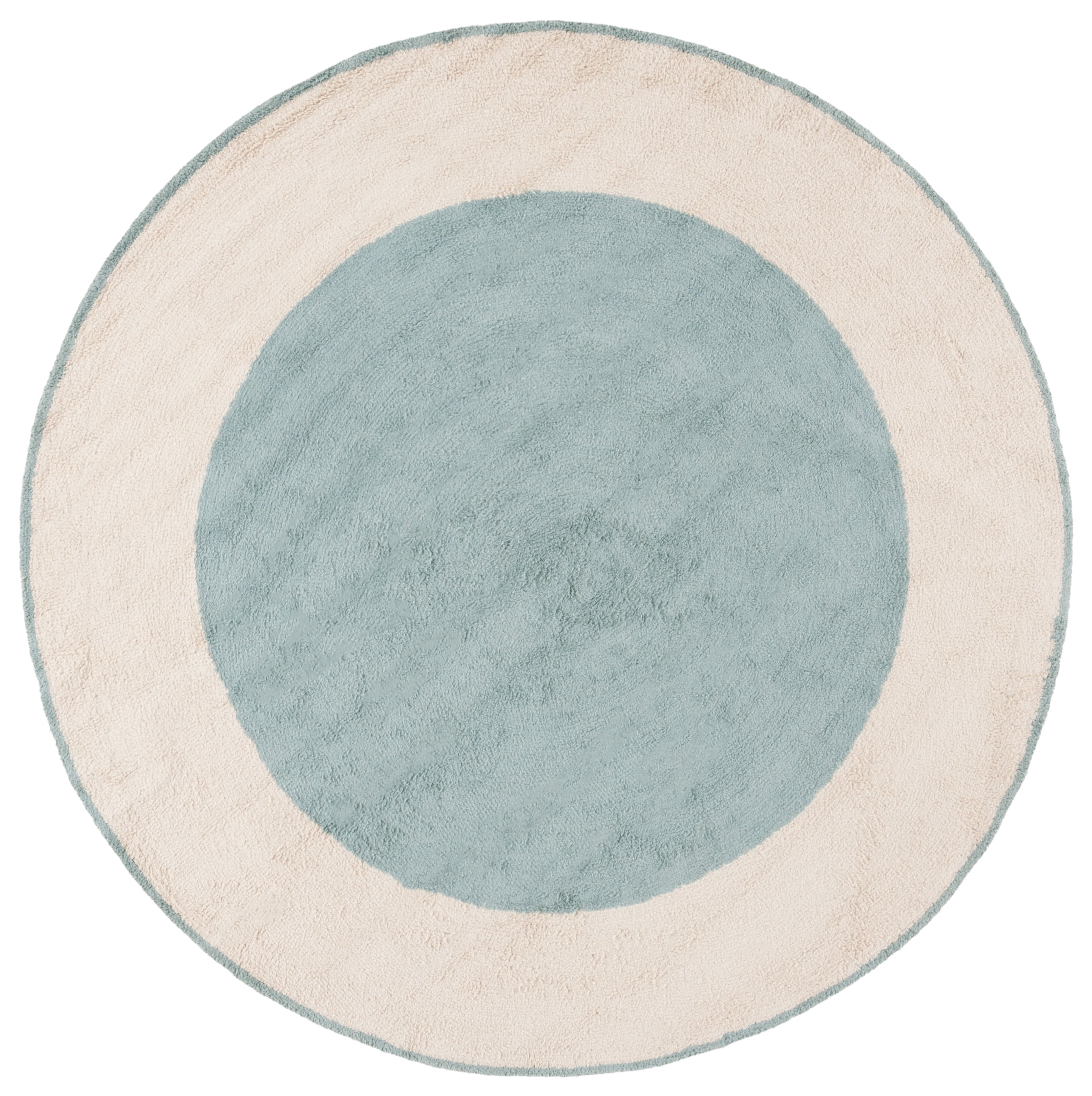 Safavieh Easy Care Anselmo Bordered Area Rug, Ivory/Turquoise, 5' x 5' Round