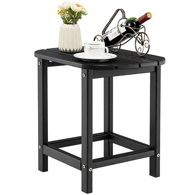 Costway Table d'Appoint Adirondack de Patio 18 Pouces Résistant aux Intempéries en HDPE pour Jardin Noir