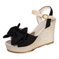 thumbnail image 5 of Rokment Womens Bowknot Wedge Dressy Sandals Elegant Open Toe Ankle Strap Platform Chunky High Heels Summer Dress Shoes for Bride Wedding Business Office, 5 of 7