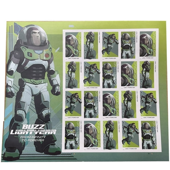 Buzz Lightyear USPS Forever Postage Stamp 1 Sheet of 20 US First Class Go Beyond Toy Story Disney Pixar Space Birthday Anniversary Wedding Celebrate (20 Stamps)