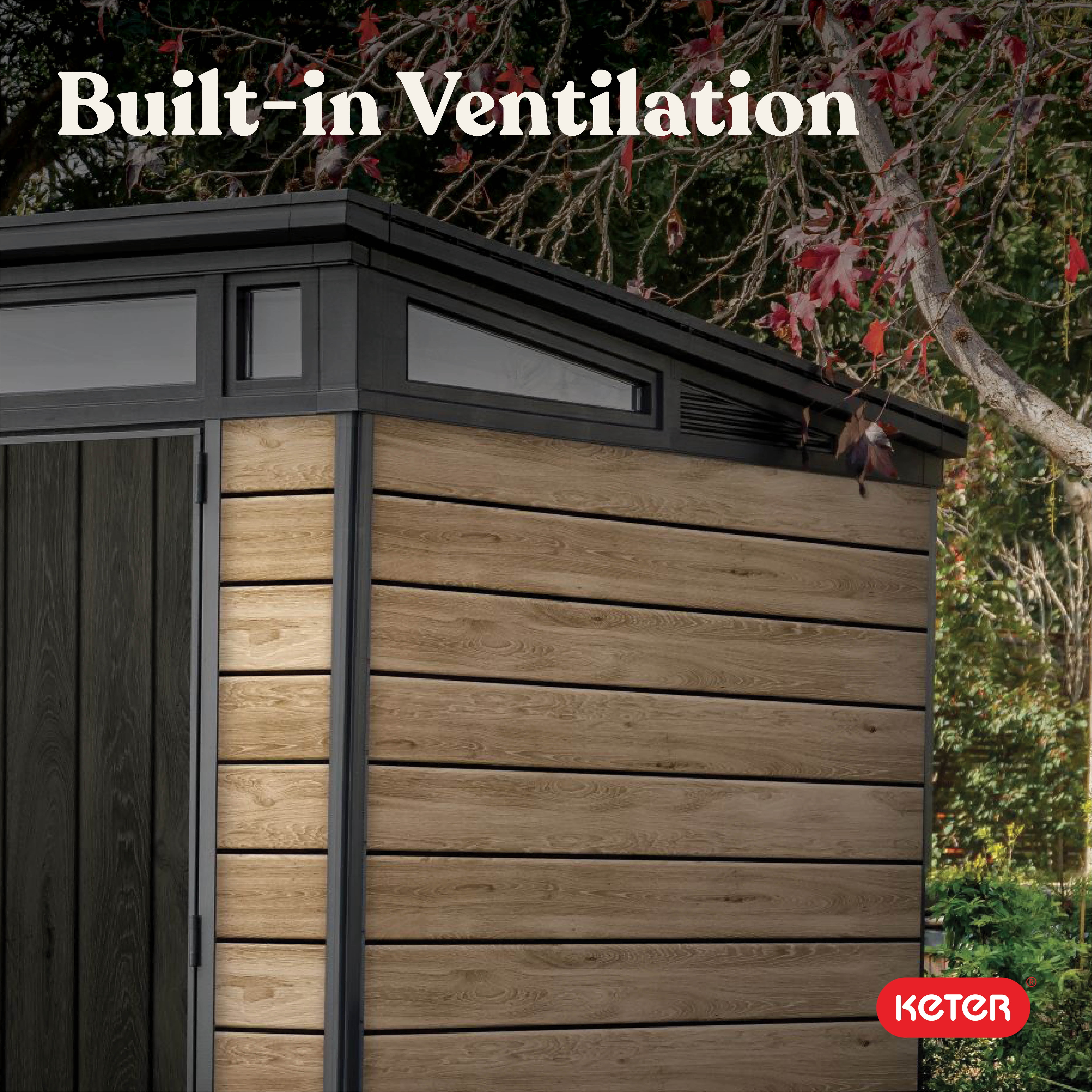 Keter Signature 9x7 ft. Durable Resin Outdoor Storage Shed With Heavy Duty Floor and Locking Door, Ashwood