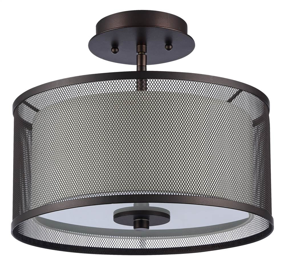 Chloe Lighting Audrey Transitional 2 Light Rubbed Bronze Semi Flush Ceiling Fixture 13 Wide