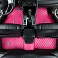 thumbnail image 2 of eing All Weather Pu Leather Floor Mats for Car SUV & Truck - 5 Pack/Set (Front & Rear), Heavy Duty Protection,Crown Car Floor Cushion,Pink, 2 of 7