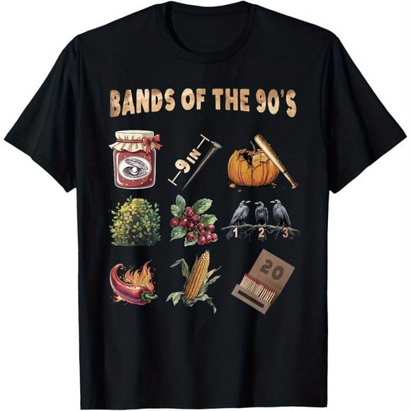 90s Bands Vintage T-Shirt Retro 90s Music Graphic Tee with Iconic Logos, Nostalgic Music Icons, Soft Breathable Unisex Tee for Men, Women (S-3XL) - Ideal for Concerts, Casual Wear, Durable Retro