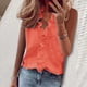 thumbnail image 1 of ICHUANYI Clearance Women's Casual Solid Color Ruffle Collar Long Sleeve Ruffle Shirt Blouse V-Neck Sleeveless Shirt Tops(Orange, S) ICHUANYI WER2023080807229, 1 of 9