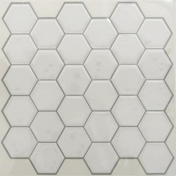 RoomMates 10.5" x 10.5" White Polyurethane PVC 0.25 x 11.25" Tiles 2.60 Coverage Area, 4 Pieces