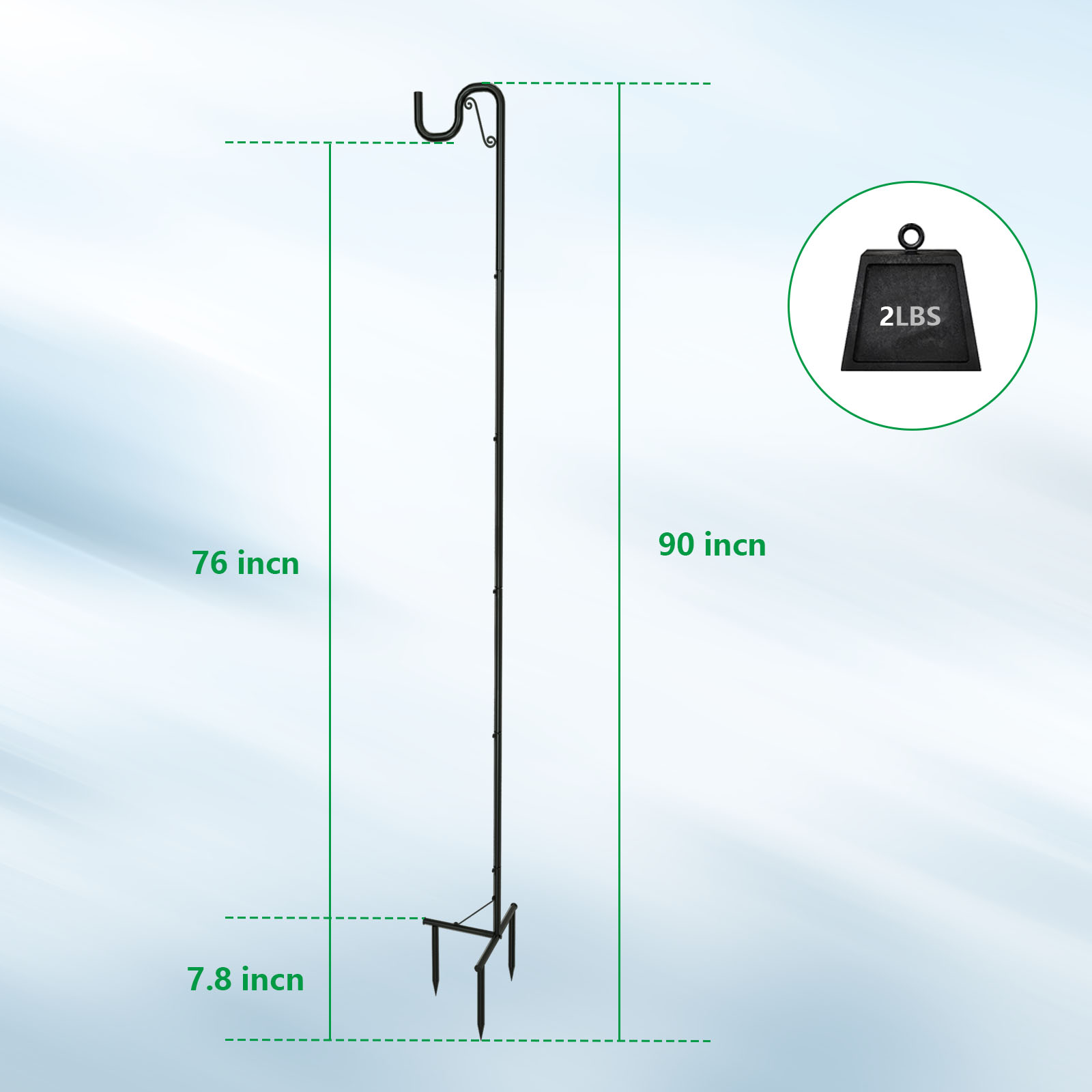 2-Pack 90-Inch Outdoor Shepherd’s Hooks Metal Hangers for Hanging Plants, Bird Feeders & Decor Flags