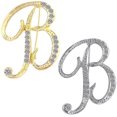 thumbnail image 1 of 2 broches con letras, broche chapado en oro y plata con diamantes de imitación iniciales para mujeres y niñas, manualidades A-z, 1 of 2