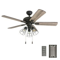 Prominence Home Madison County 42" Bronze Industrial Ceiling Fan with 5 Blades, 3 Arm Cage Light Kit, Remote & Reverse Airflow