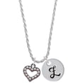 thumbnail image 1 of Delight Jewelry Black Nickeltone AB Crystal Open Heart Silvertone Script Initial Disc - Z - Charm Necklace, 20"+3", 1 of 4