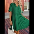 thumbnail image 3 of Vestido Informal de Mujer con Cuello en V, Corta, Corte A y Volantes, Color Verde M, 3 of 5