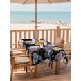 thumbnail image 2 of Outdoor Tablecloth with Umbrella Hole for Patio/Picnic/Party/Camping, Country Flowers Waterproof Table Cloth Rectangle Table Cover Washable, Botanical Purple Blue Floral Black (60"x 84"), 2 of 8