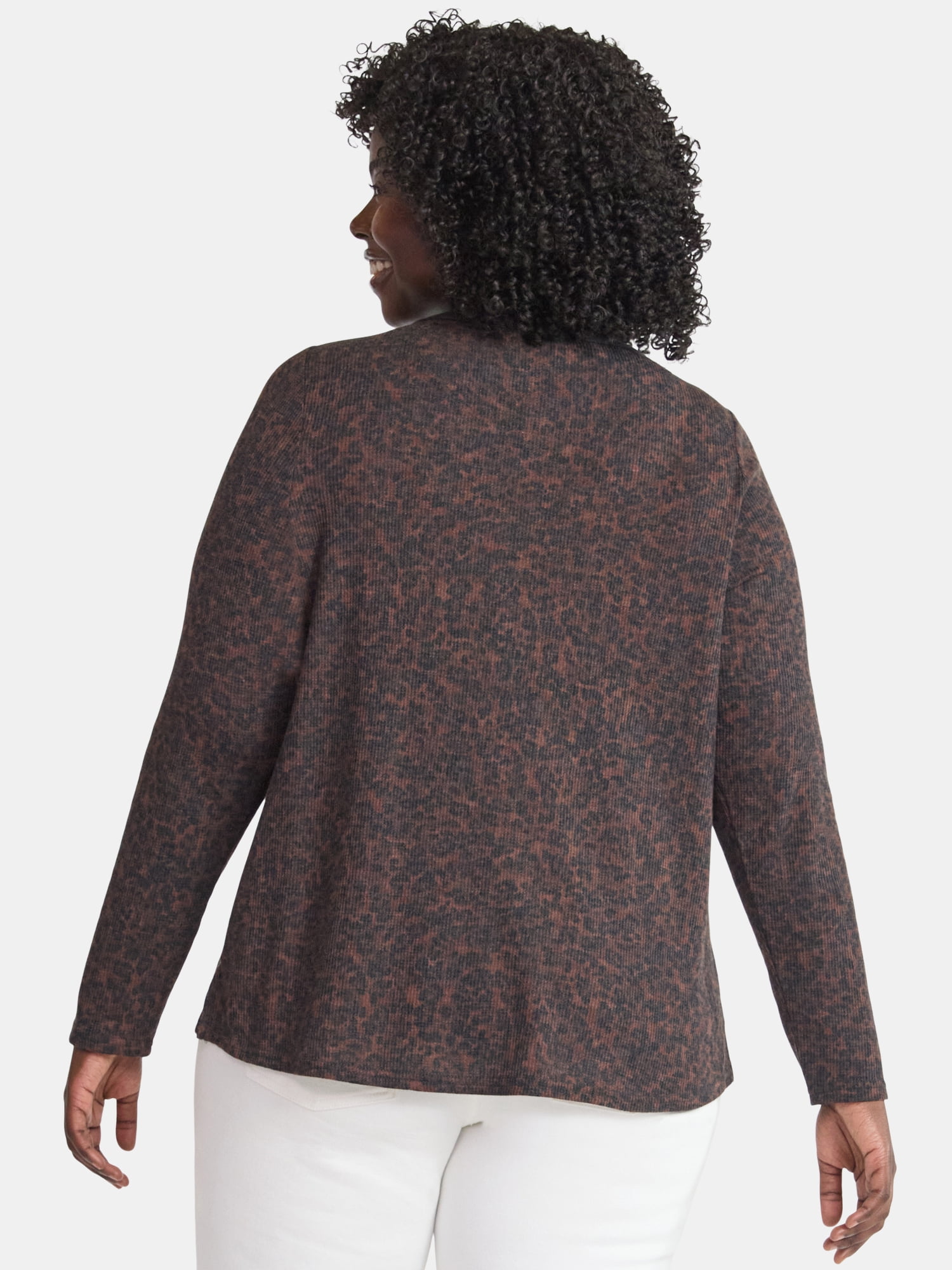 Terra & Sky Women’s Plus Thermal Henley Top with Long Sleeves, Size 0X-4X