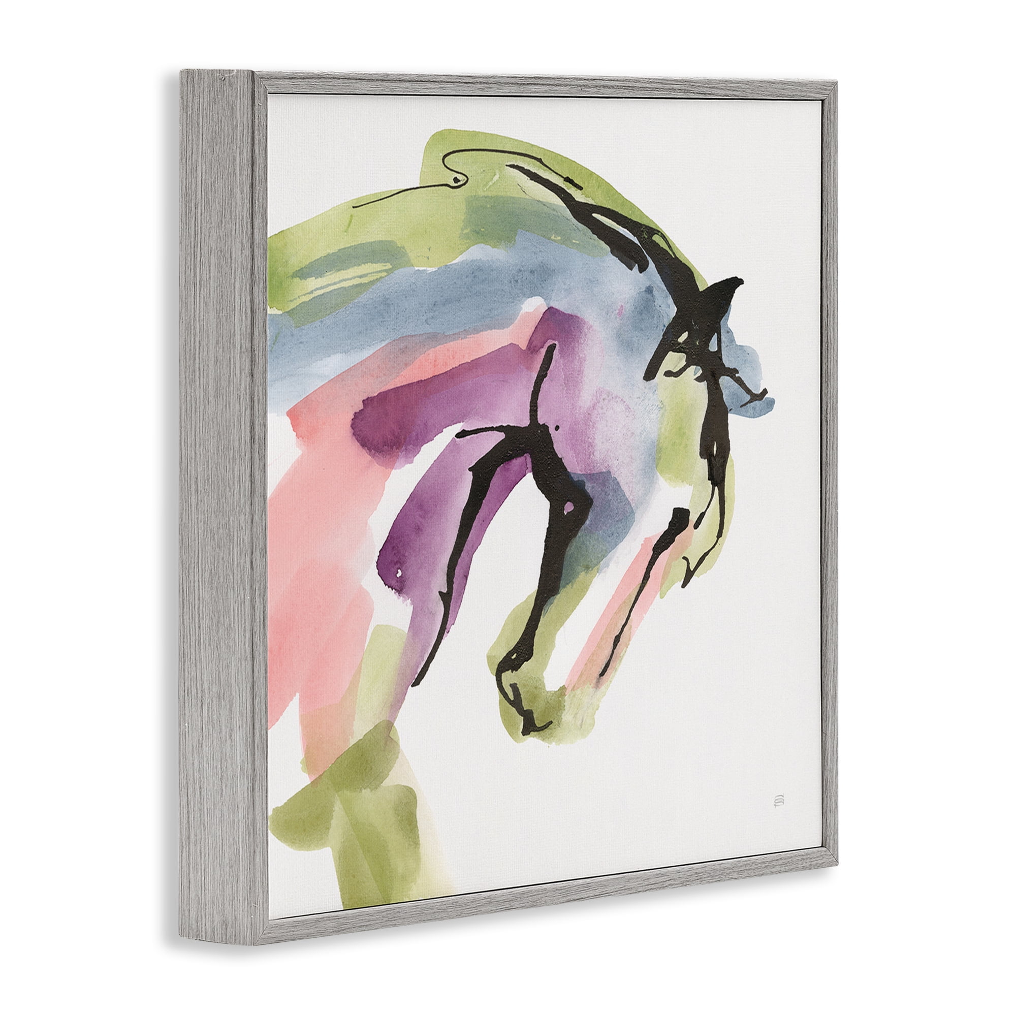 Stupell Industries Brushstroke Horse in Motion Gray Framed Giclee Art, design by Chris Paschke