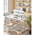 thumbnail image 5 of DESINO 63 x 30 Inch Height Adjustable Electric Standing Desk with Drawers, Stand Up Table with Large Storage Shelf, Sit Stand Desk for Home Office, White, 5 of 9
