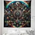 thumbnail image 2 of Ambesonne Hippie Tapestry Queen Size, Modern Trippy Design Peacock, 88"x88", Seafoam Multicolor, 2 of 3