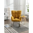 thumbnail image 7 of Rocking Chair, Mid Century Teddy Fabric Tufted Upholstered Accent Chair with Solid Wood Base & Metal Frame, Comfy High Back Single Sofa Chair for Living Room, Bedroom, Balcony, Yellow, 7 of 7